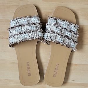 SHEIN Woven Pearl Sandals (8.5)